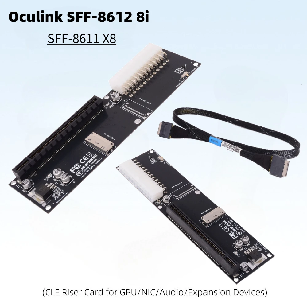 Фото Адаптер Oculink 8X SFF-8611 SFF-8612 8i для PCI E 4.0 X16, внешняя видеокарта Gen 4, адаптер OCuLink EGPU, питание ATX 24 Pin №2