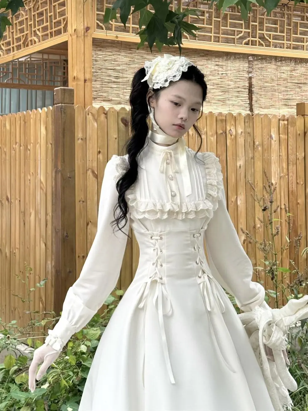 NONSAR Элегантное французское кружевное платье с длинными рукавами женское тонкое