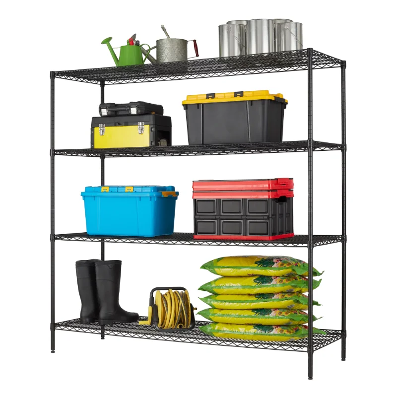 

Hyper Tough 24"Dx72"Wx72"H 4 Shelf Commercial Wire Shelving Black Steel Each Shelf Capacity 1000 lbs