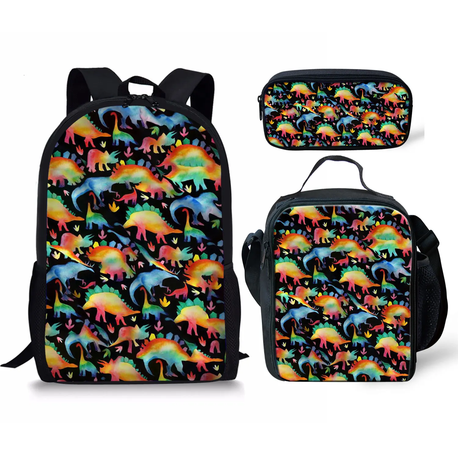 Рюкзак и сумка для ланча с мультипликационным принтом динозавра, портативный дорожный детский Ранец, прочные вместительные школьные сумки