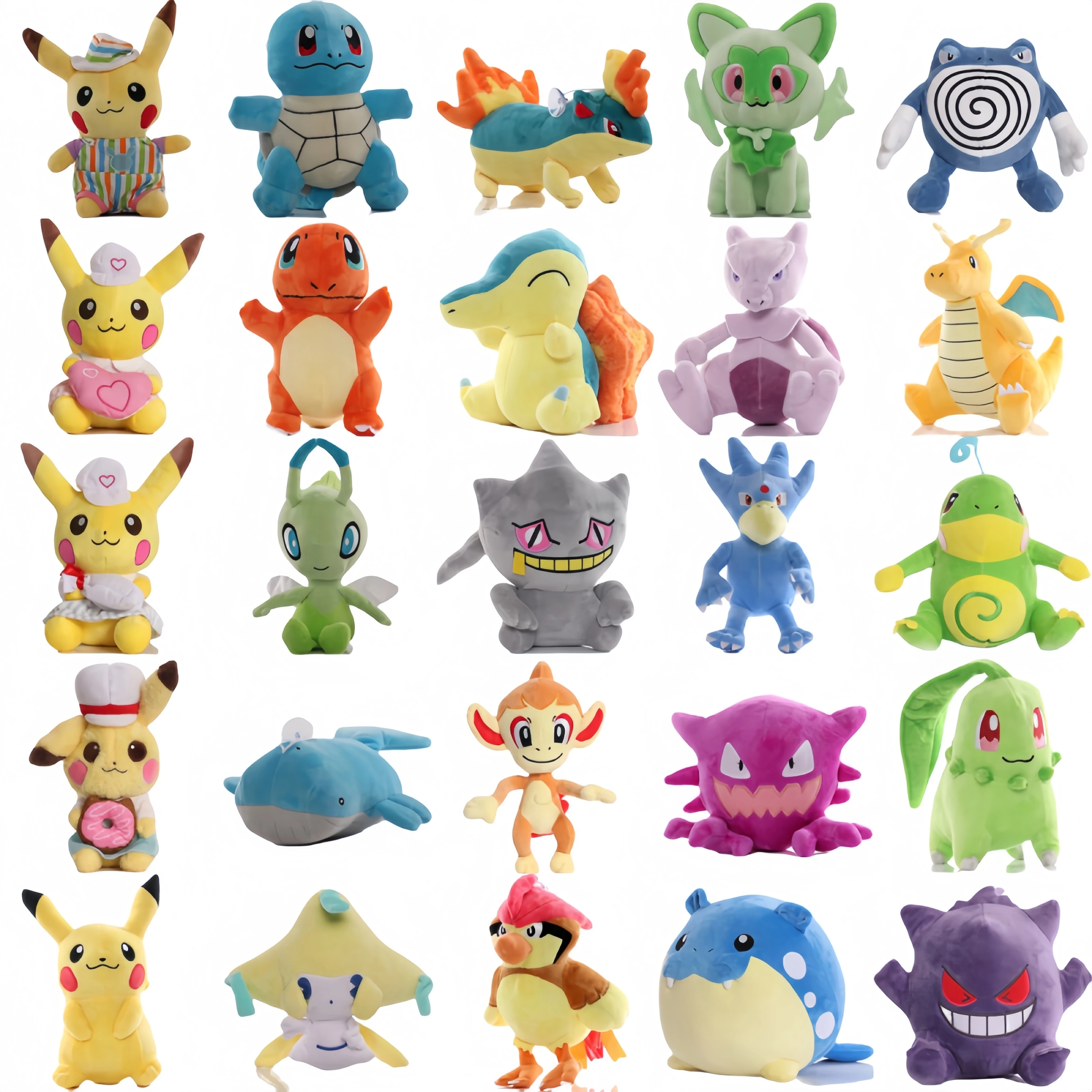20cm Pokemon Pikachu Cyndaquil Chikorita Plush Toy Poliwrath Golduck Quilava Banette Doll Cartoon Politoed Gengar Plushie