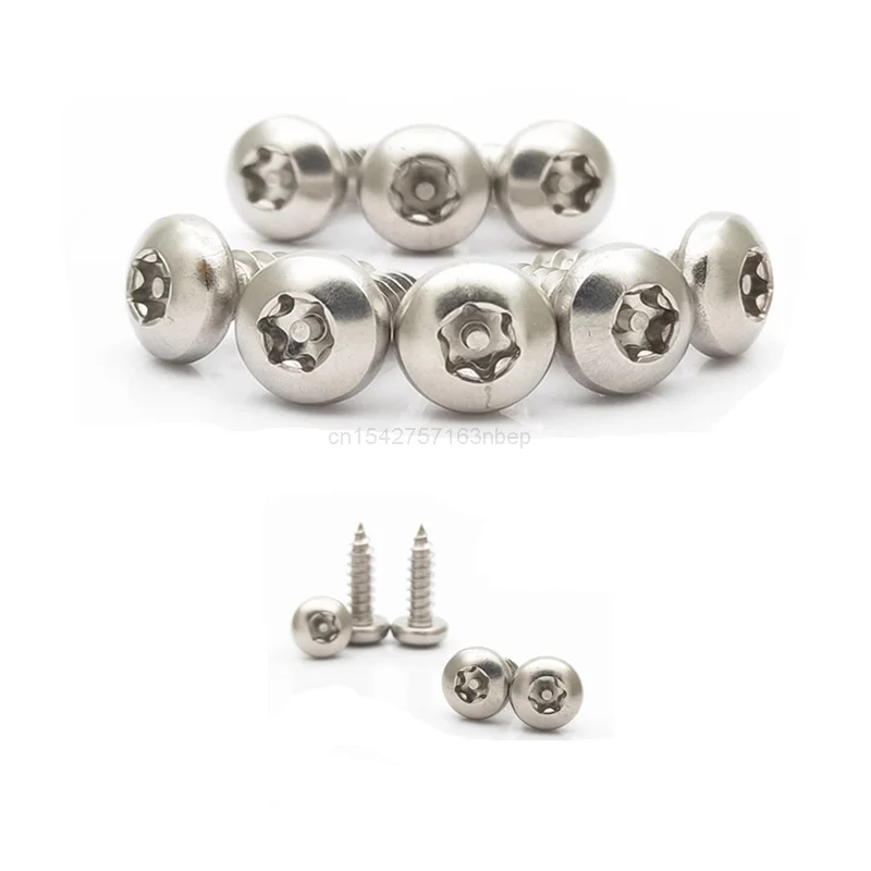 

20pcs M2.9 M3.5 M3.9 M4.2 M4.8 304 A2-70 Stainless Steel Six Lobe Torx Pan Round Head with Pin Security Self-tapping Wood Screw