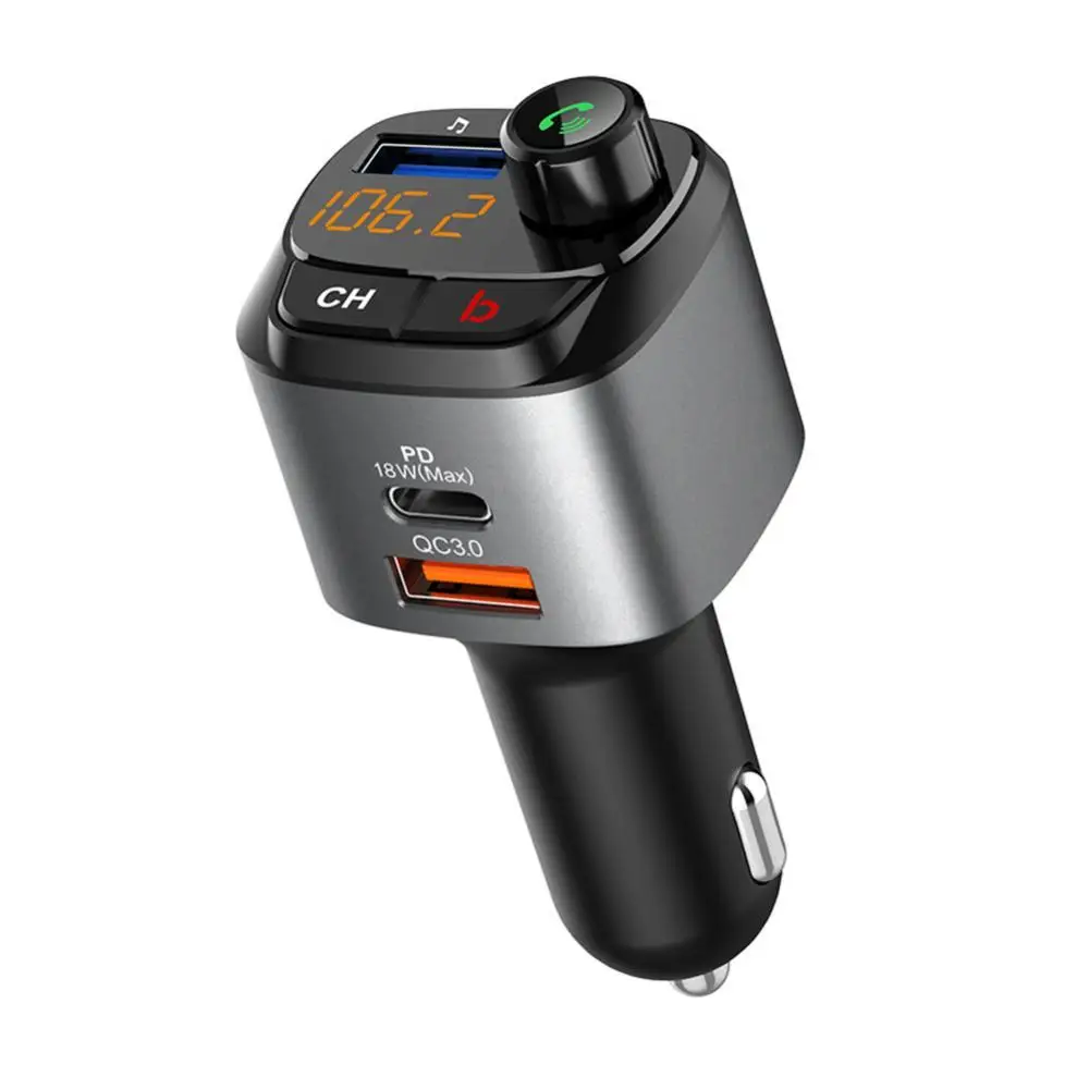 

Car Bluetooth 5.0 Fm Transmitter QC3.0 PD20W Charger Fast Charging Mp3 Player For Car New Dual Display Voltage Detection