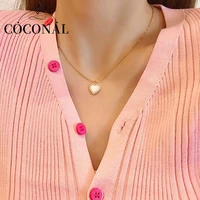 coconal trendy womens heart shaped pendant necklace opal chain shiny women temperament jewelry choker necklace wedding jewelry