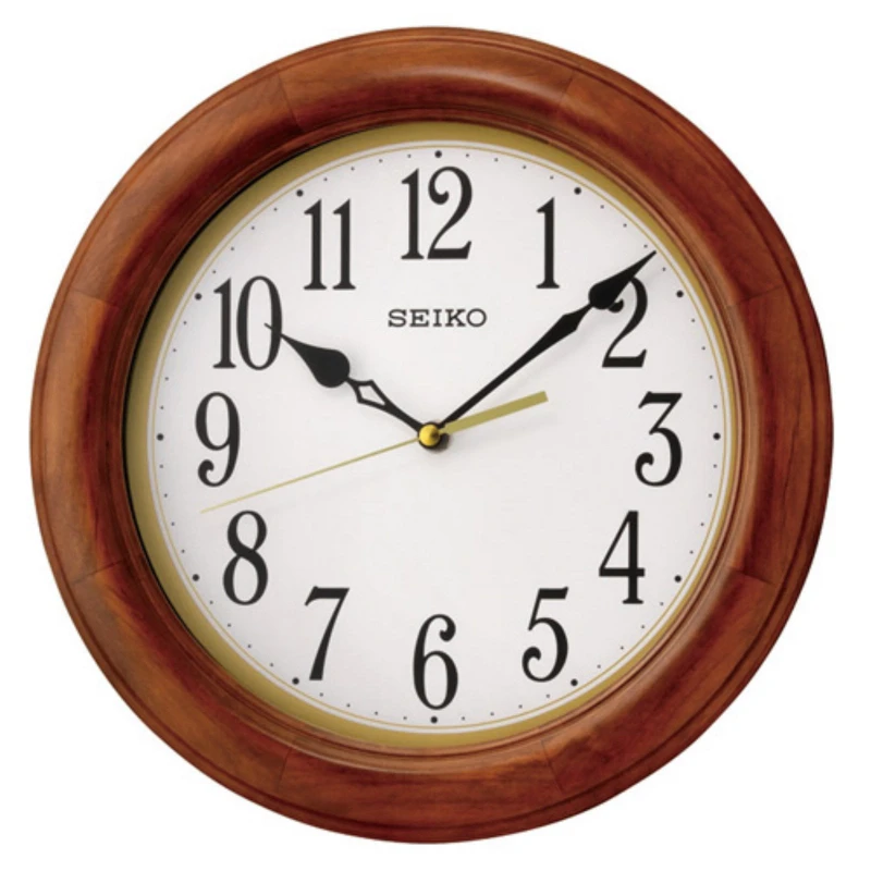

Free Shipping 12" Light Brown Wall Clock Round Traditional Analog Quartz QXA522BLH