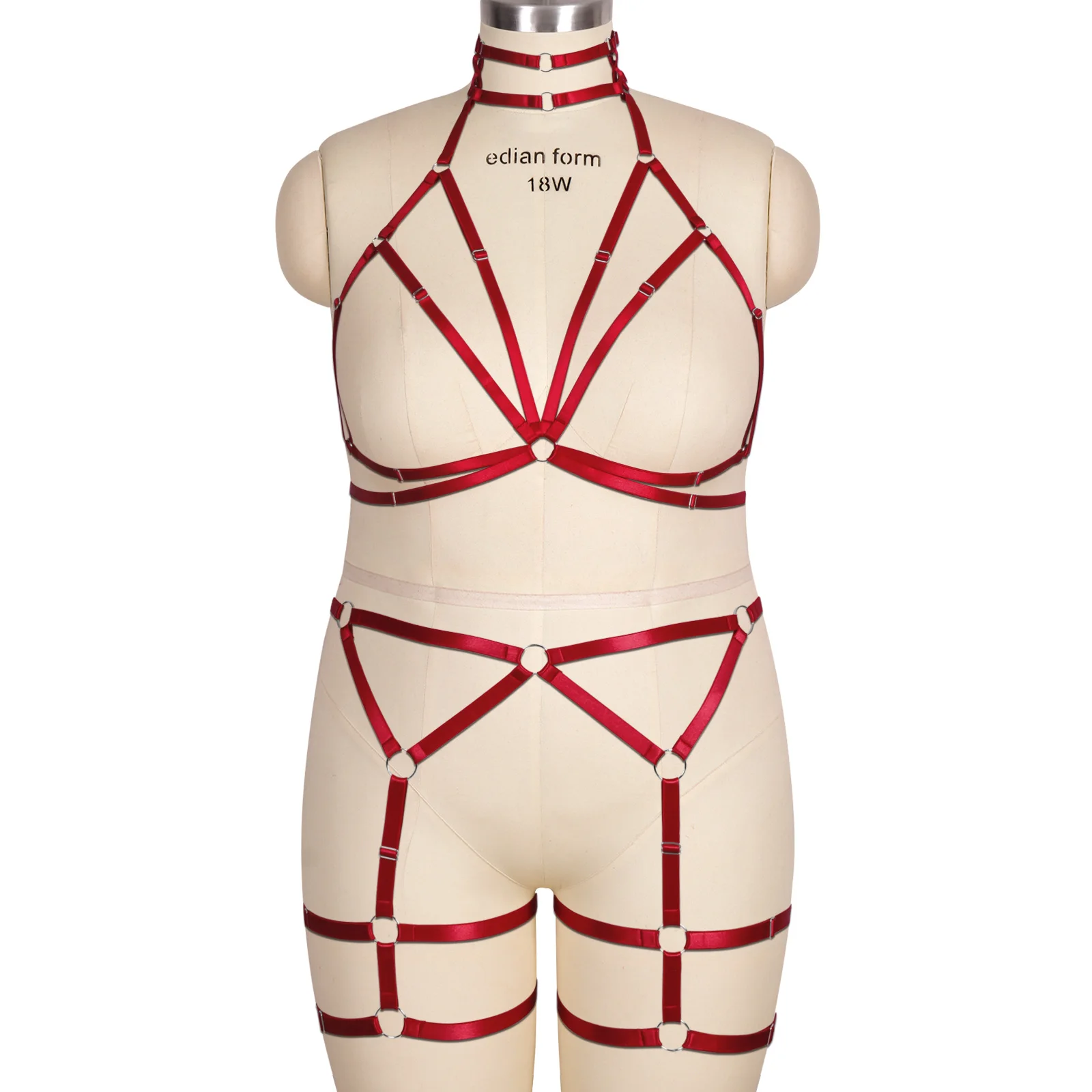 

Plus Size Elastic Harness Full Adjustable Wedding Garter Belt Body Harness Belt Punk Carnival Cage Bra Set Pole Dance