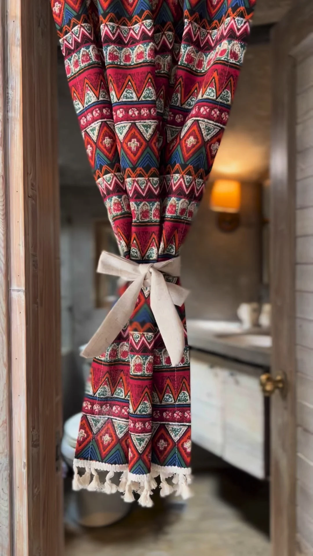 Американские богемные полузатемняющие короткие занавески из хлопка и льна