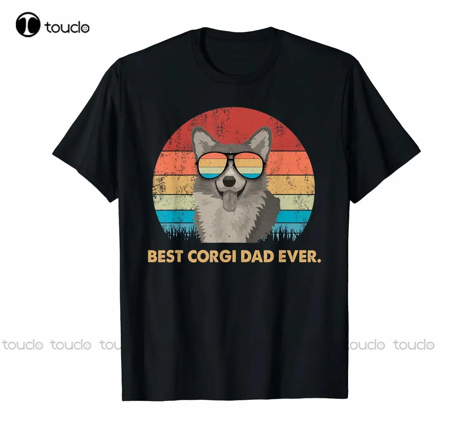 Винтажная футболка с собакой Best Corgi Dad Ever подарки на день отца черные футболки для