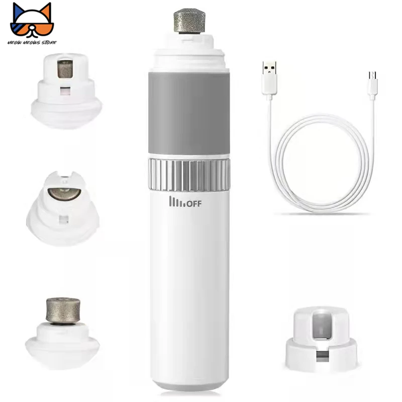 

MEOWS Electric Nail Trimmer Handle Device With LED Lighting Replaceable Millstone Low Noise Micro USB Charge For Pet Dog Cat