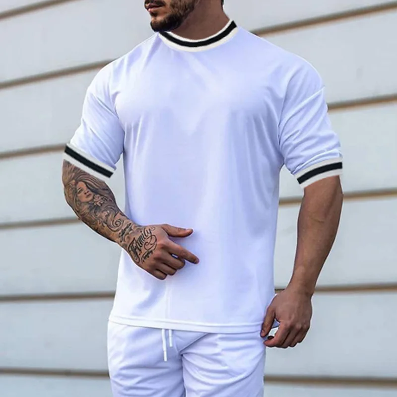 

KO366 New European and American men's summer round neck loose sports casual short-sleeved T-shirt men