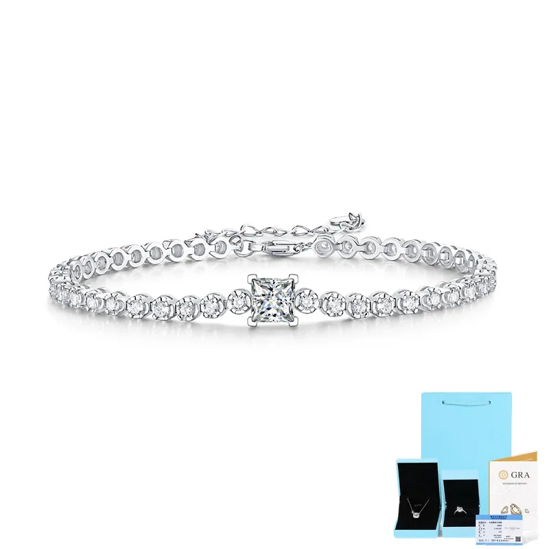 

Real Certified 1 CT D Color Moissanite 18K Gold Sterling Silver 925 Fine Jewelry Bracelet for Women Free Shipping