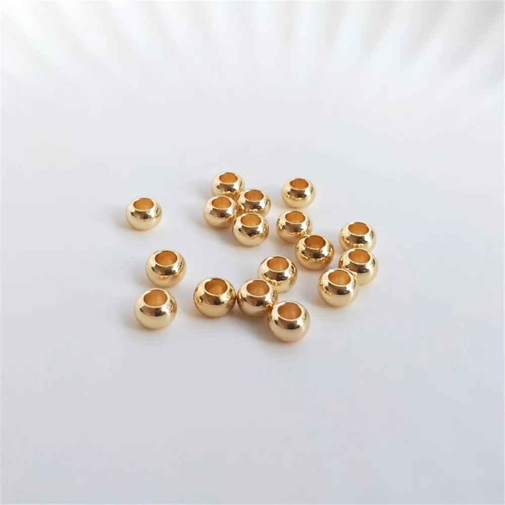 

14K plated gold filled Accessories large hole transfer bead leather rope fixed tire bead adjustment loose bead DIY beads