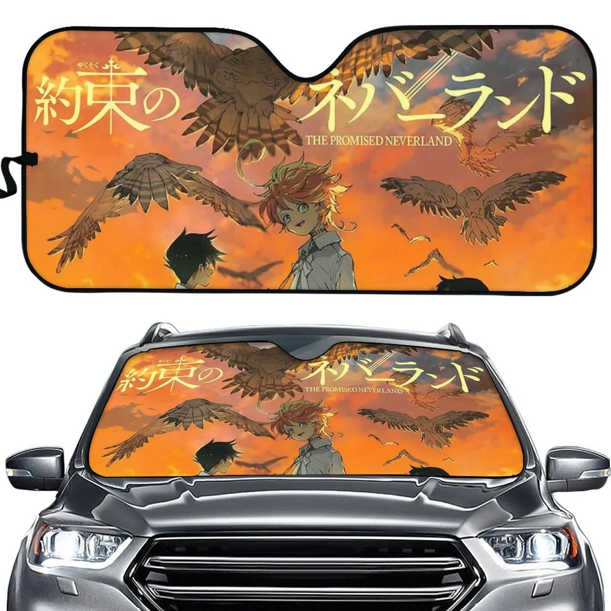 

The Promised Neverland Car Interior Protector Universal Autos Windshield Covers Foldable Car Sun Shade Windshield UV and Heat