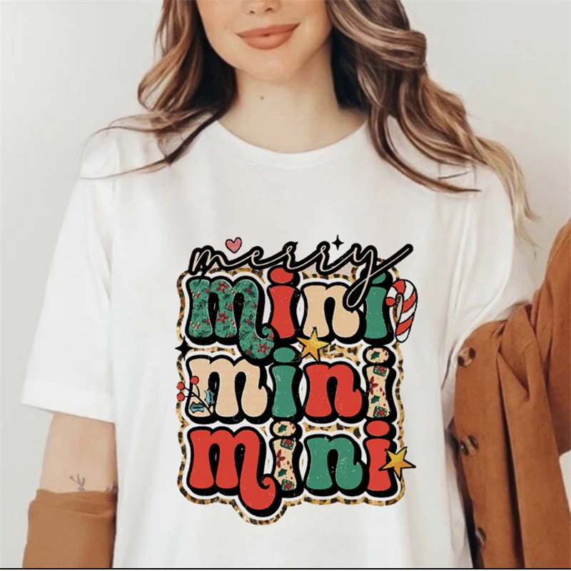 

2023, зимняя Рождественская футболка в стиле Харадзюку в 90-х, красивая Праздничная Новогодняя футболка с красивым принтом, топ с мультяшным пр...