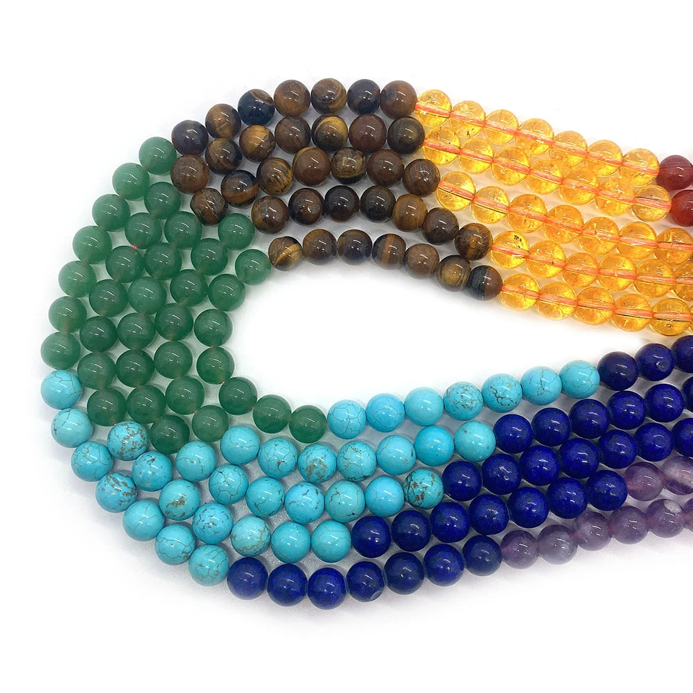 

Natural Stone Beads 7 Chakra Amethyst Lapis Lazuli Crystal Agate Blue Turquoise Beads for Jewelry Making DIY Bracelet Necklace