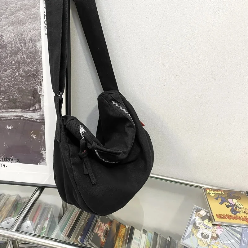 

Повседневная холщовая мягкая наплечная сумка-хобо для женщин, холщовая Сумочка на плечо Y2K 90s, тканевый текстиль среднего размера для студентов, вместительная Боковая Сумка