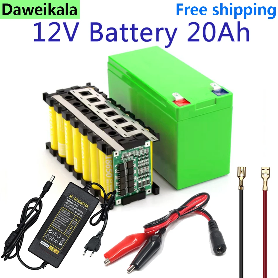 

12V2W Battery 18650 Battery Pack 18650 Lithium Battery Recharable Battery Solar Storage Battery Electric Lighting 12V 3A Charger