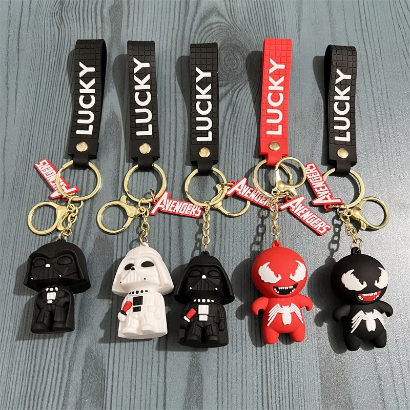 

Disney Keychain Creative Cartoon Cute Venom Darth Vader Figure Keyring Chain Fashion Bag Ornament Gifts for Boy Girl Kid Friends