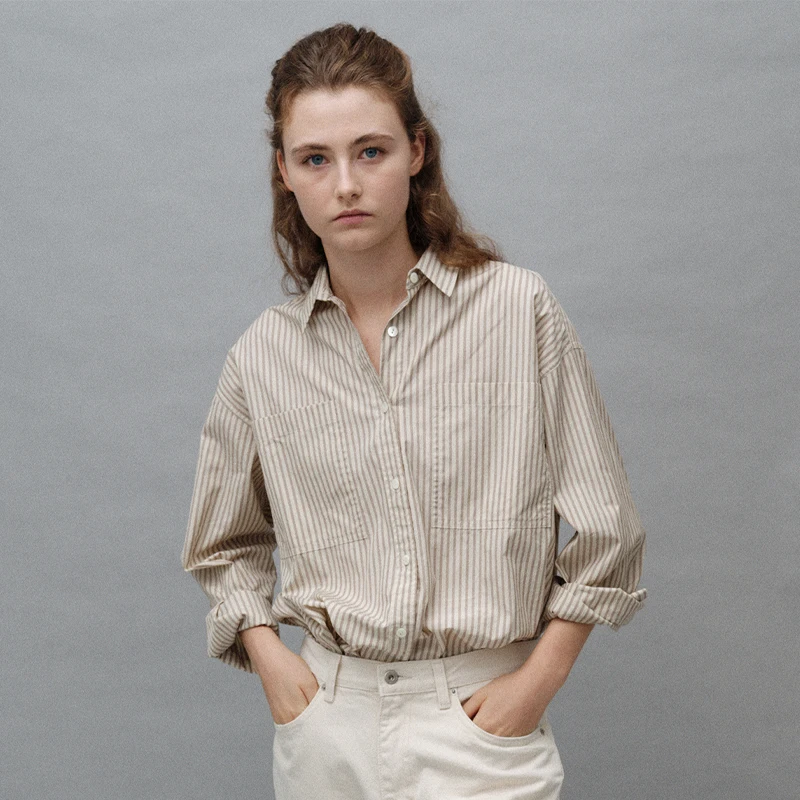 Nothing Written Stripe Shirts Women 2024 Autumn and Winter New Korean Loose Long sleeve Shirt