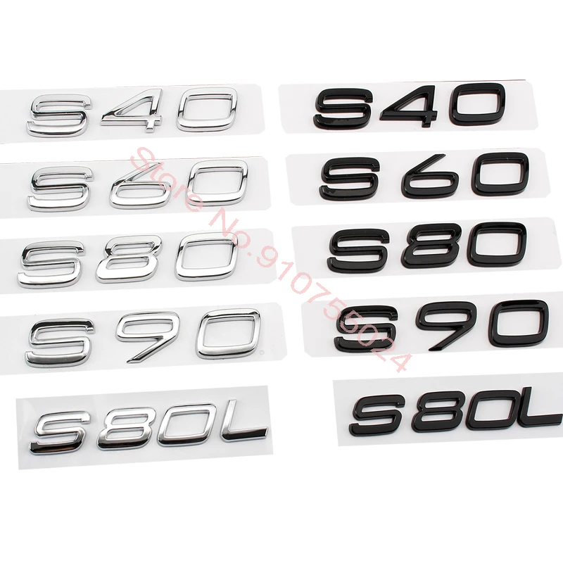 

Trunk Lid Badge Models Namaplate Decal Car Sticker for Volvo ABS Letters Numbers Emblem S40 S60 S80 S80L S90