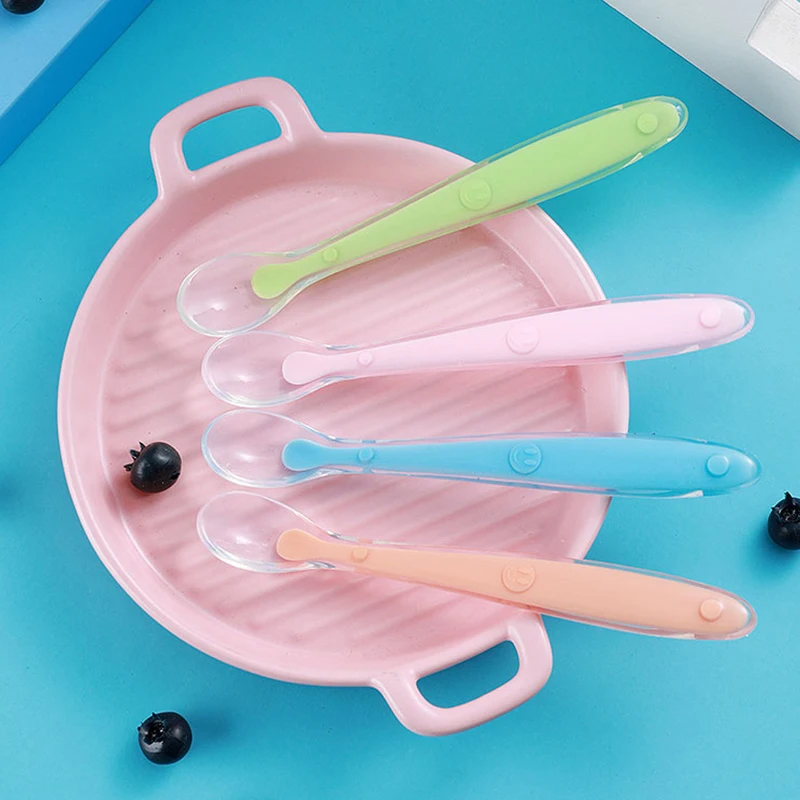 

Baby Feeding Spoons Dishes Tableware for Children Flatware Cutlery Spoon Silicone Tools for Patch Work lot Soup Ladle