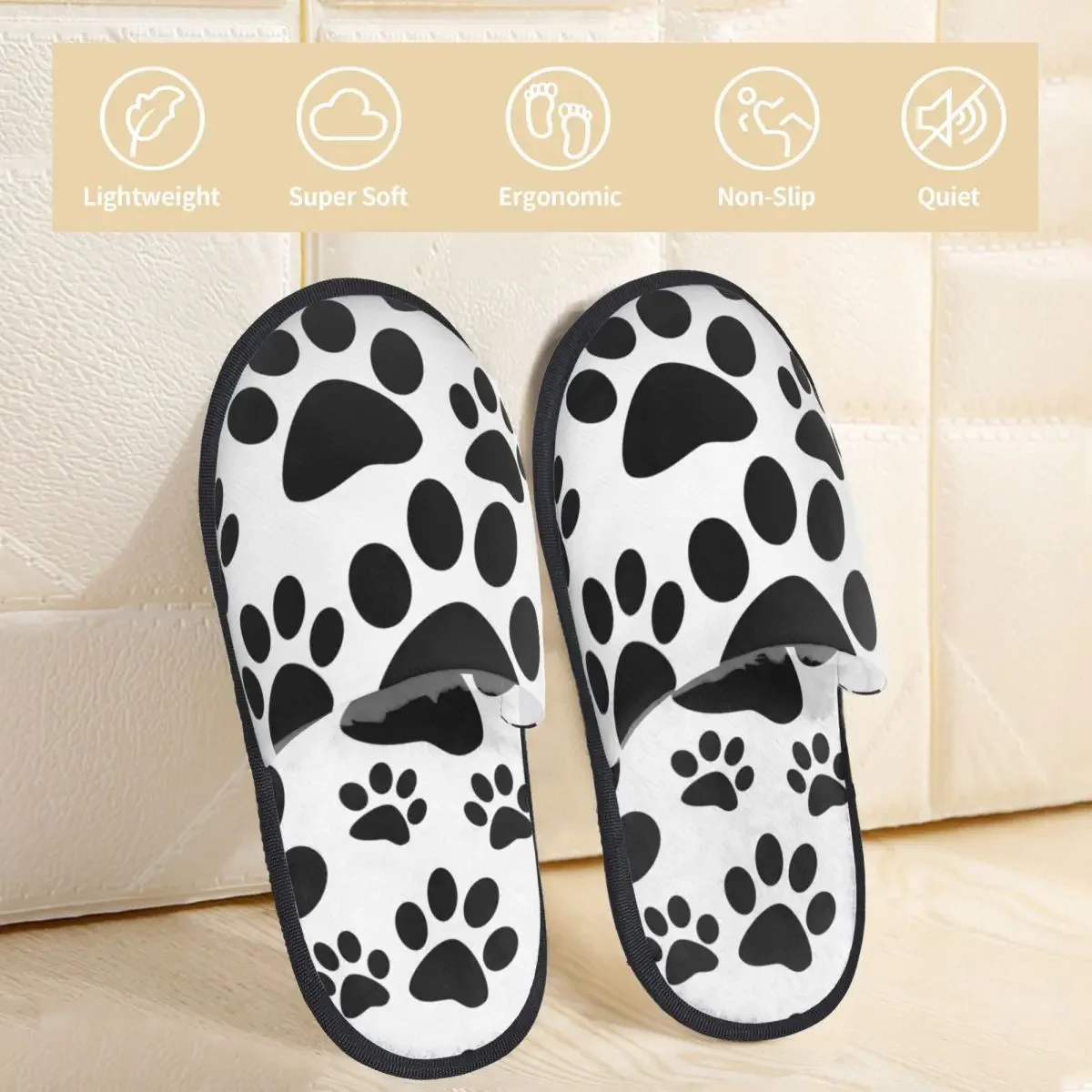 Домашние теплые тапочки с принтом Собачья лапа зимние домашние плюшевые модные