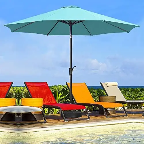 

FT Large Umbrella Waterproof and Sun Shade 360-Degree Outdoor Umbrella with Tilt and Crank (Blue)