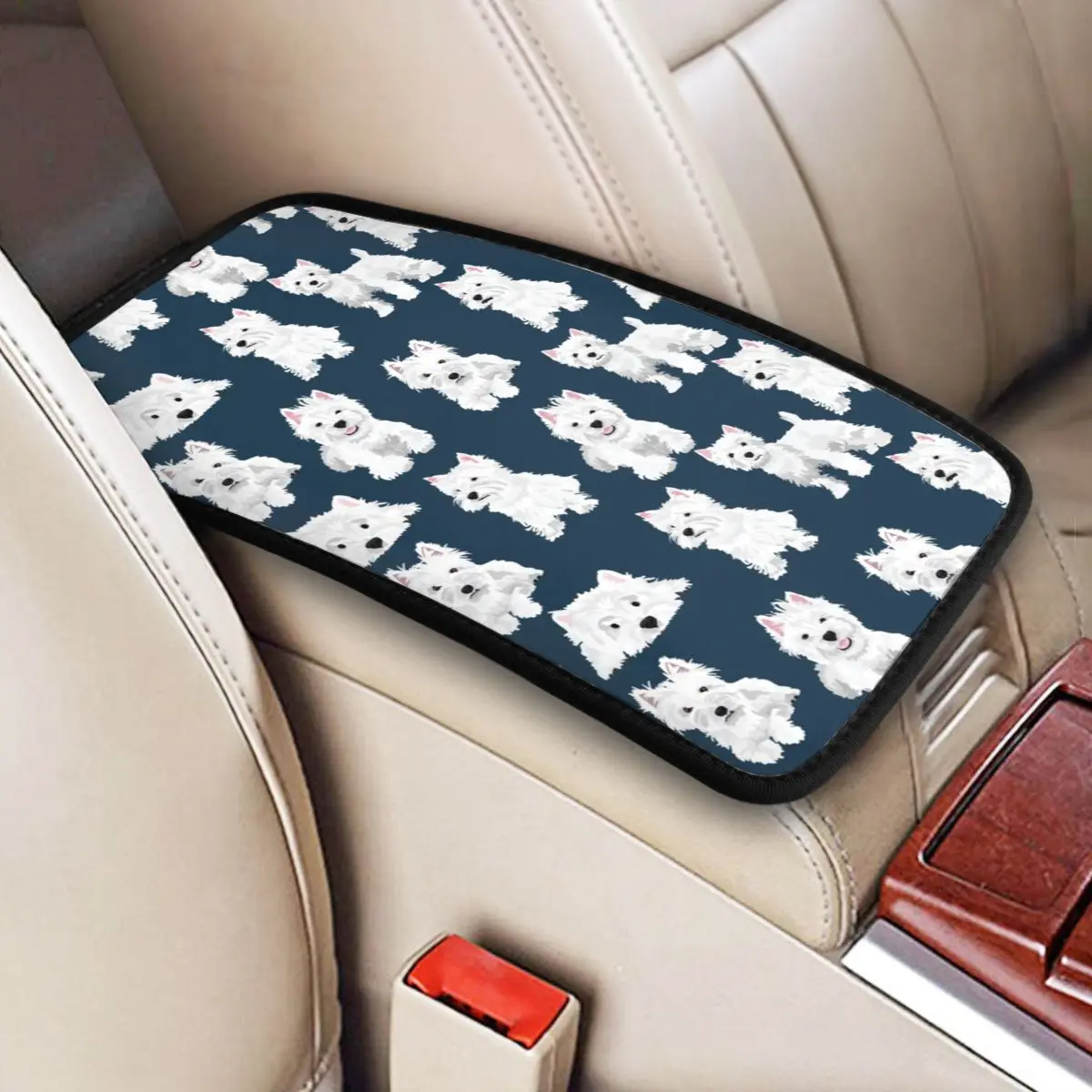 

Armrest Box Pad West Highland White Terrier Dog Car Center Console Protection Cover Mat Westie Puppy Storage Box Accessories
