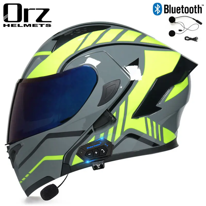 Motocross racing motorcycle riding helmet, full face motorcycle helmet with bluetooth, flip helmet enlarge