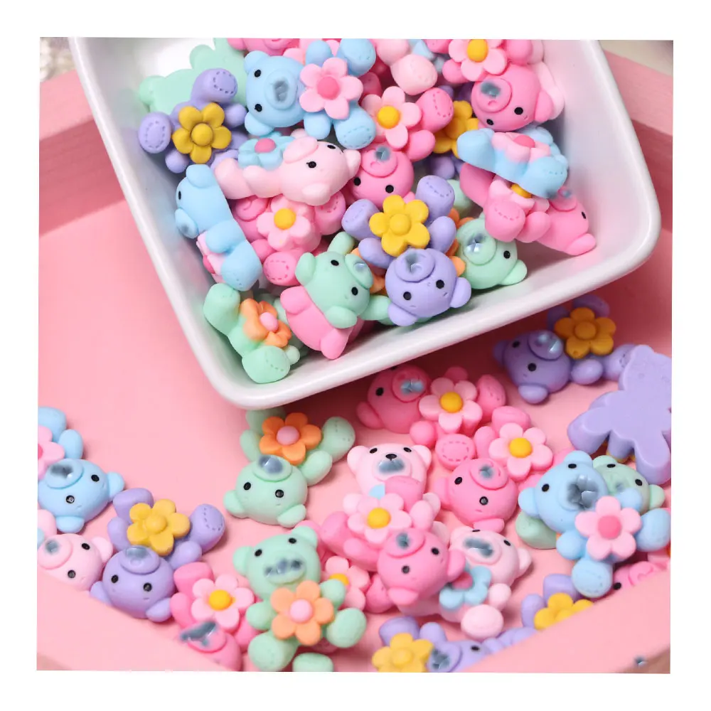 

Красочный кавайный мультяшный медведь с плоской задней стороной кабошон для оформления бантов для волос своими руками