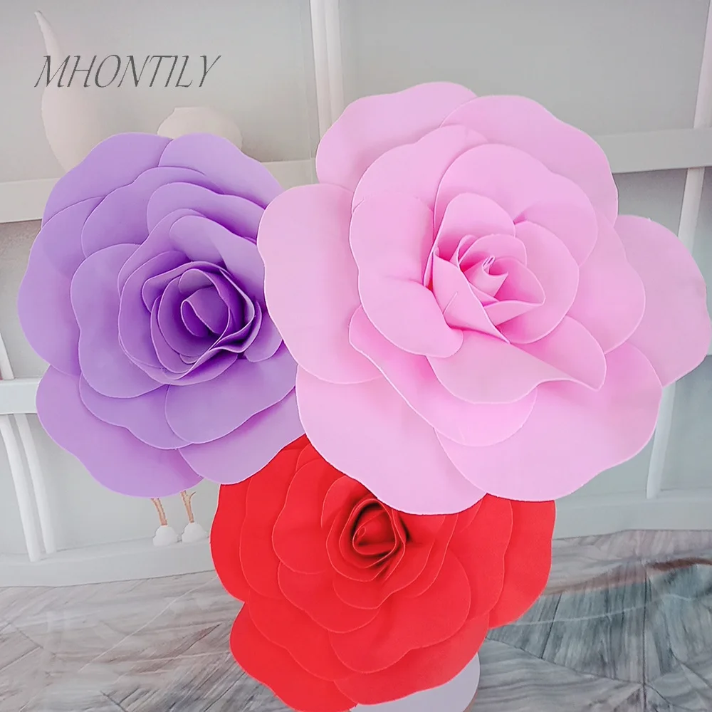 

Bedroom Background Artificial Rose Flower Head PE Foam Large European-Style Wedding Decoration Window Display Ornament Supply
