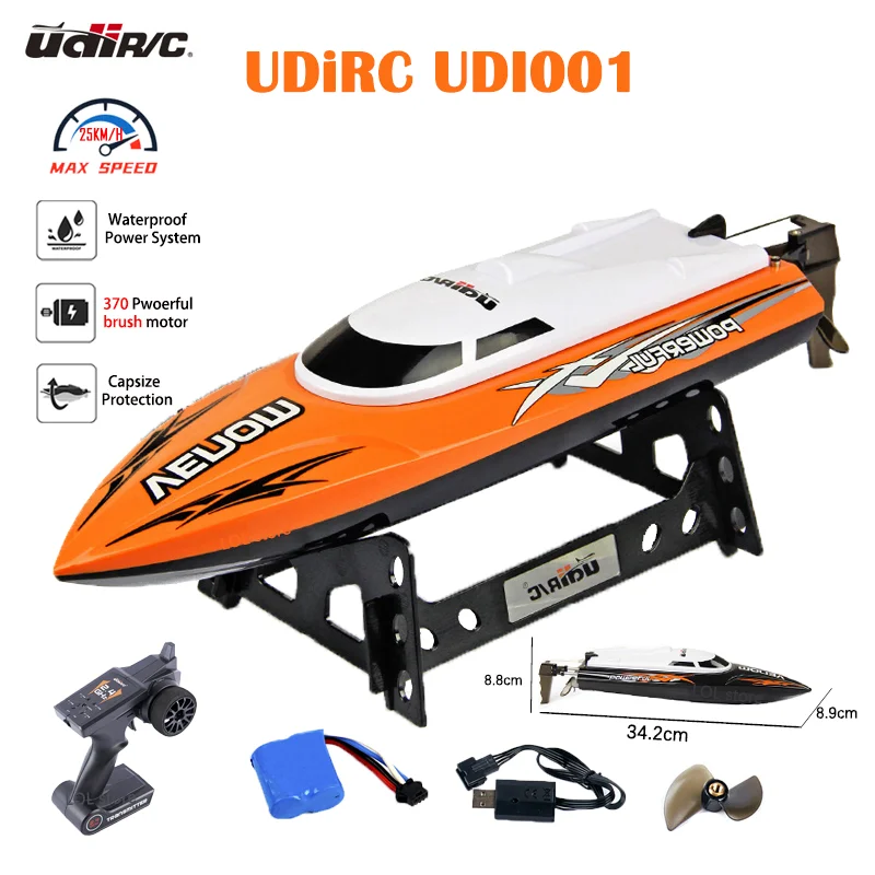 Скоростная лодка UDiRC UDI001 с дистанционным управлением, 25 км/ч, 2,4 ГГц, защита корпуса, дистанционное управление UDI001 для озера и бассейна, радиоуправляемые игрушки, подарок для детей