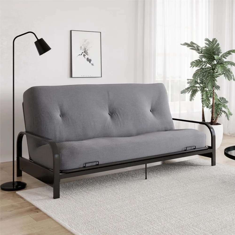 

8 Inch Futon Mattress with Tufted Cover and Recycled Polyester Fill, Full Size, Gray