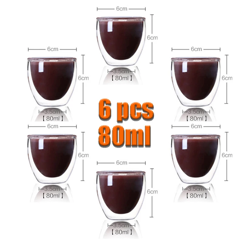 

Прозрачная термостойкая чашка с двойными стенками, 80 мл, 100 градусов Цельсия