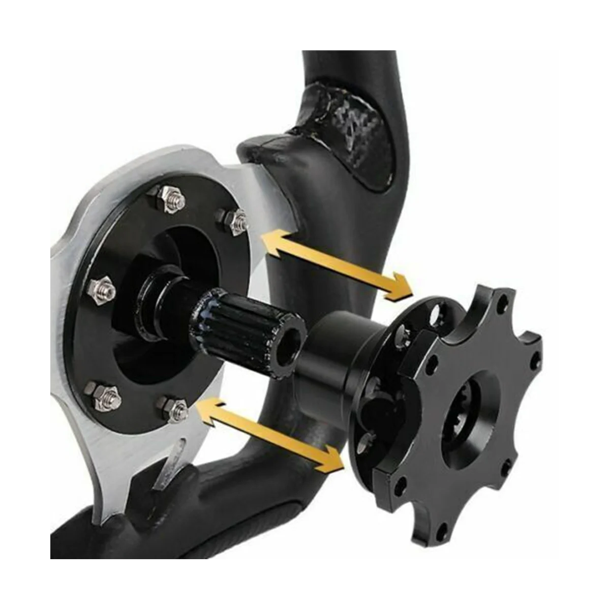 

For 6-Hole Steering Wheel Hub Steering Wheel Heightening Adapter Universal Steering Wheel Quick Release Bracket Kit Gold