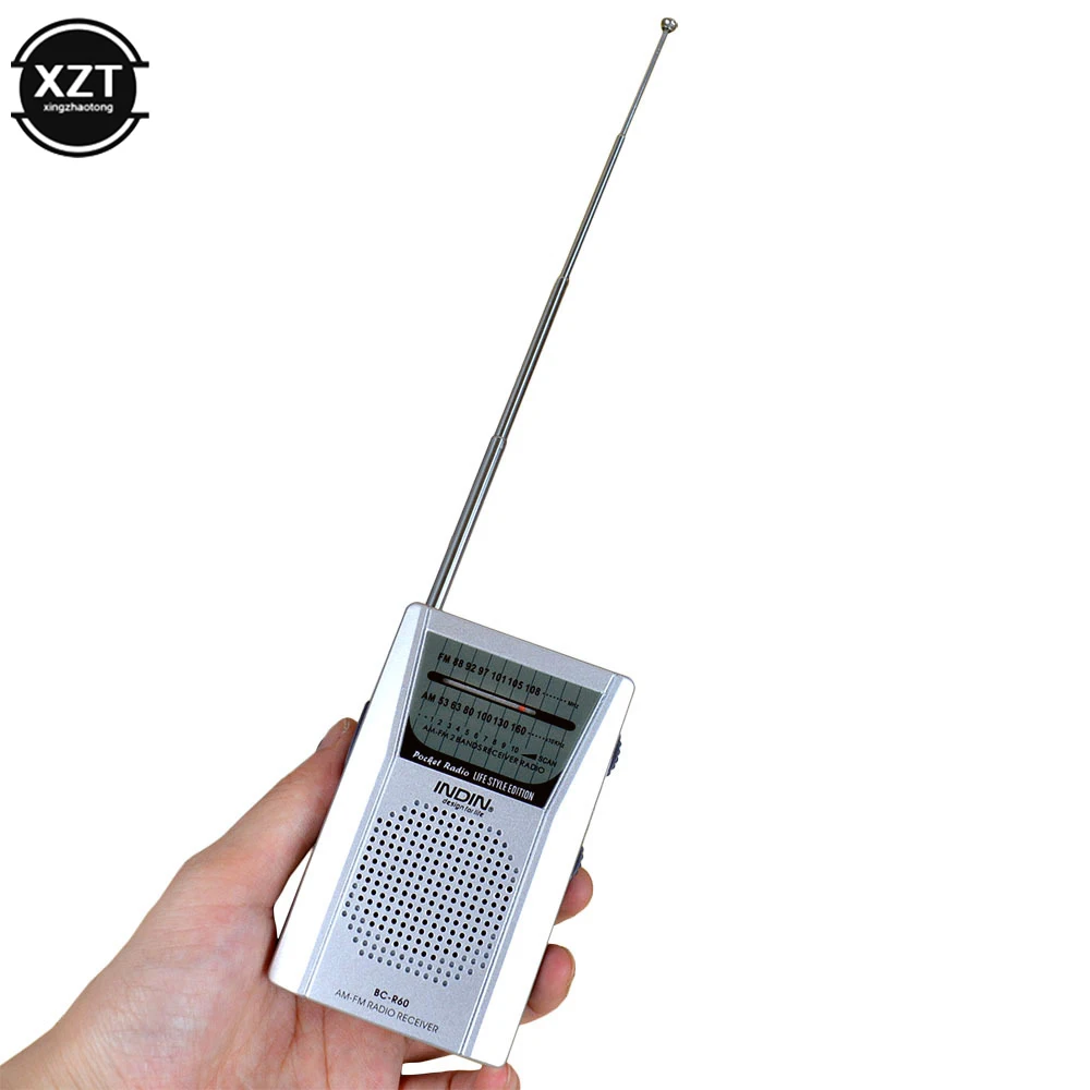 BC-R60 Pocket Radio Telescopic Antenna Outdoor Mini AM/FM Dual Band World Receiver with Speaker 3.5mm Earphone Jack |