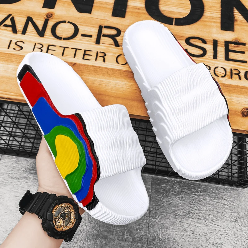 Women Bathroom Shoes Summer Thick Platform Sandals Home Indoor Wear Resistant Anti-slip Men Slippers Outdoor Beach Flip Flops