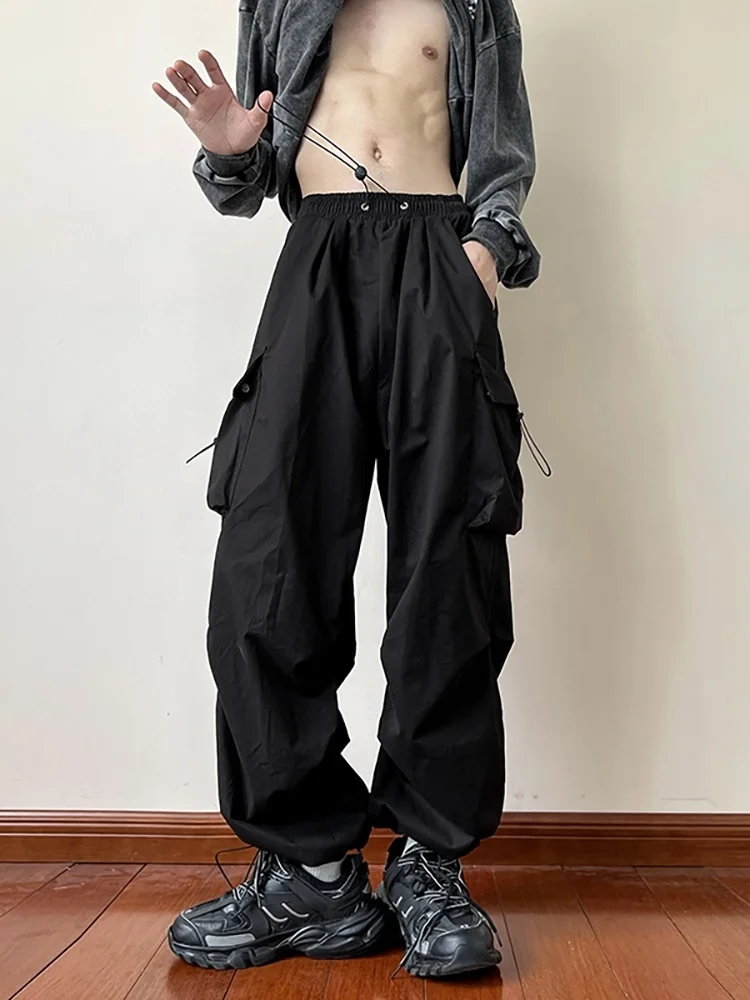 

Black samurai men's pants oversize pants i street fasion plus knickerbockers American strait carin overalls