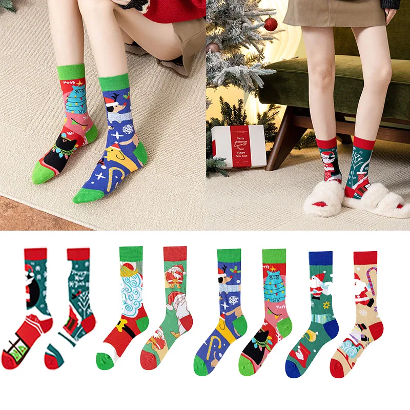 

Autumn and winter warm Christmas AB cotton socks cute cartoon sleep socks household warm floor Christmas stocking
