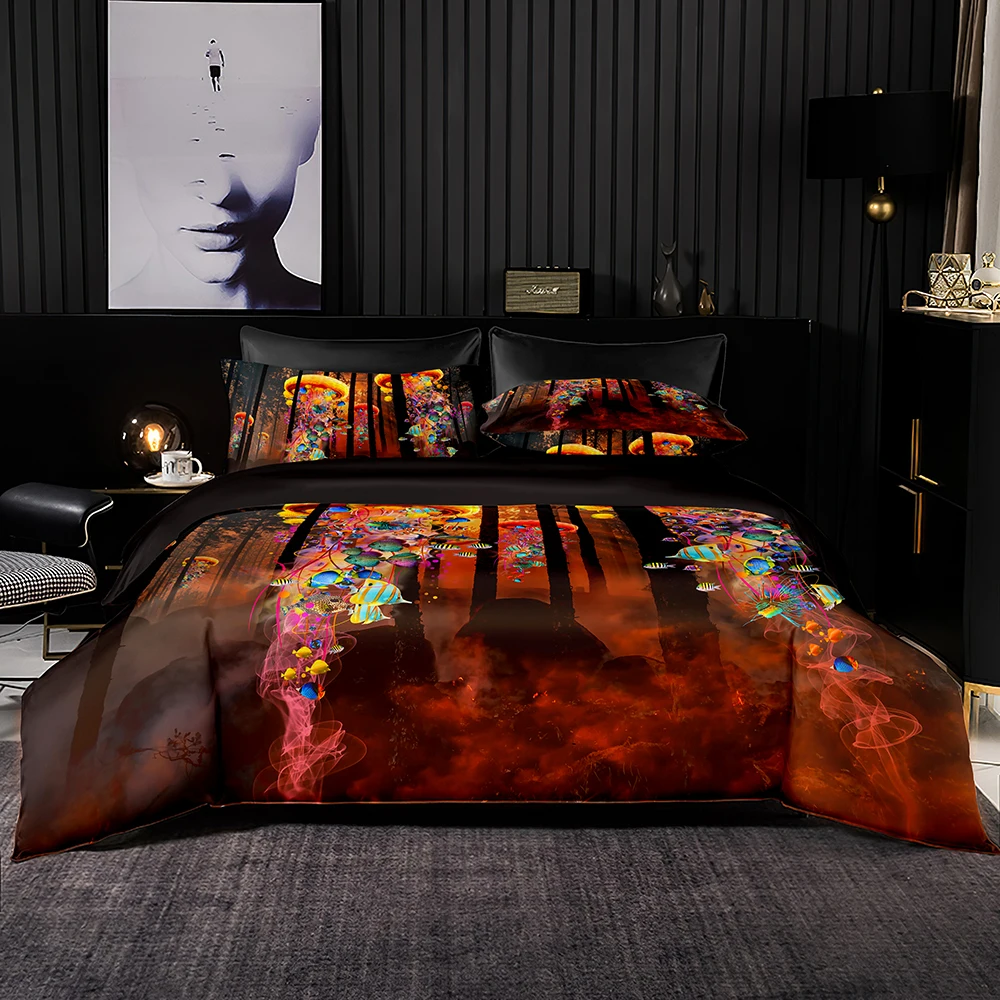 Комплект постельного белья из искусственного сатина с пододеяльником размер