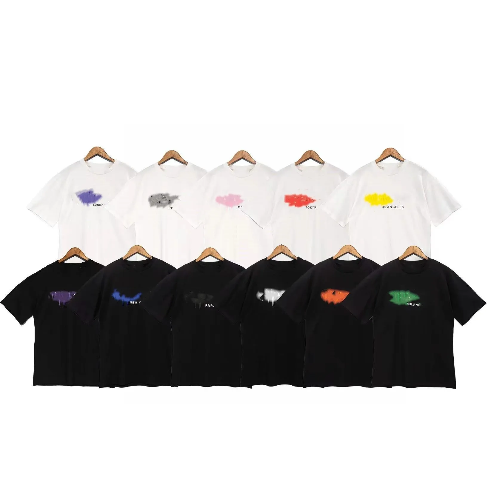 

23SS Angels Short Sleeve T-Shirt Men's Women's Couple Casual Top Round Neck Letter Logo Graffiti Paint Printing T Shirts