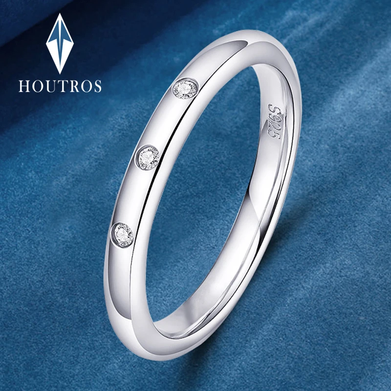 

100% 925 Sterling Silver Aperture Ring D Color Moissanite Diamond Rings For Women Wedding Band Fine Jewelry Gift Houtros