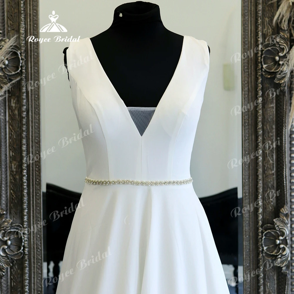 Роскошное Свадебное платье Roycebridal в стиле бохо из крепа с V-образным вырезом для