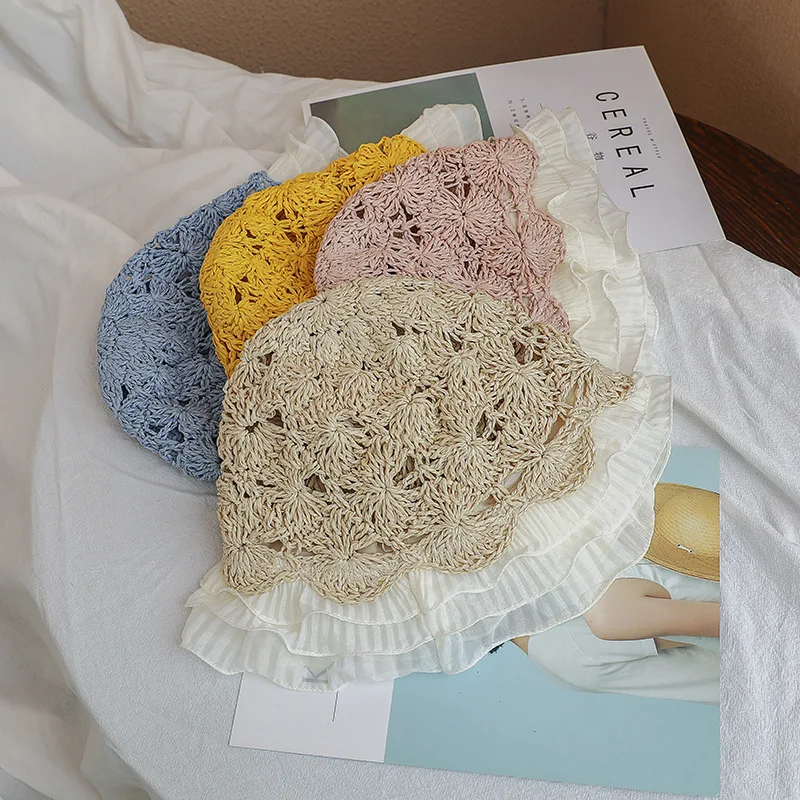 

Manufacturers Selling hand-made By Ms Summer Sun Straw Hat Go Out Hollow Out Little Face Fairy Girl Lace Travel Fashion Elegant