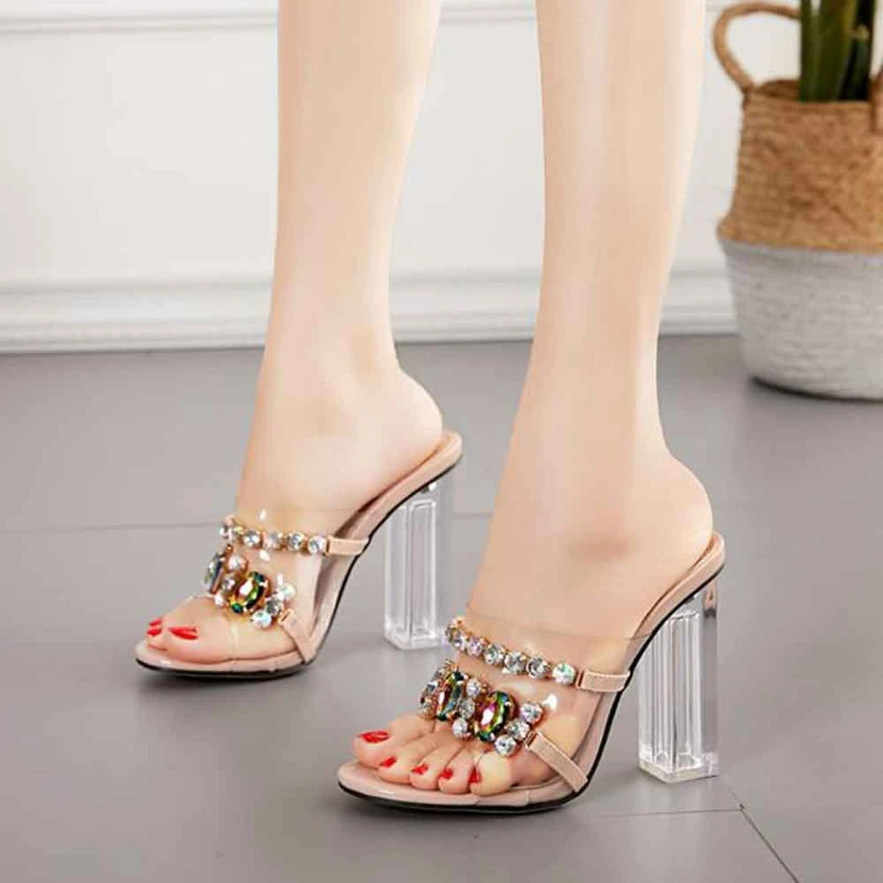 

New Luxury Gem Rough Crystal High Heel Sandals In Summer 2022