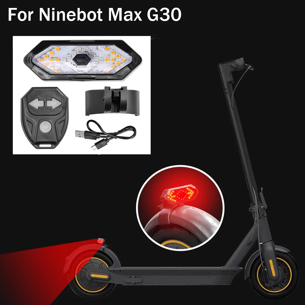 

Flashing Taillight With Horn For Ninebot Max G30 Tail Light USB Rechargeable E- Scooter Rear Light Turn Signals Remote Control