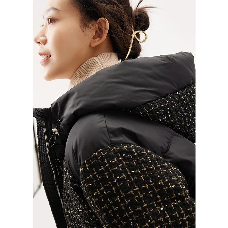 SHUCHAN 90%  White Goose Down  Casacos Femininos Inverno 2022  Jacket Women  High Street Wool Blend Autumn/Winter