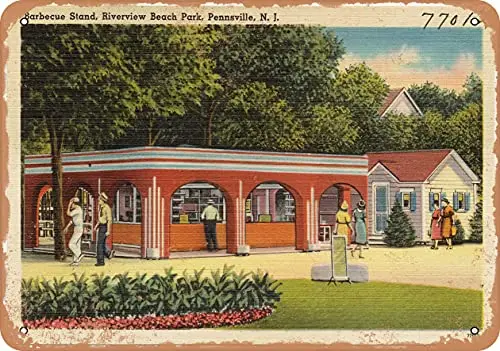 Металлический знак New Jersey открытка-барбекю стенд Ривервью пляж парк пеннсвилл Н.