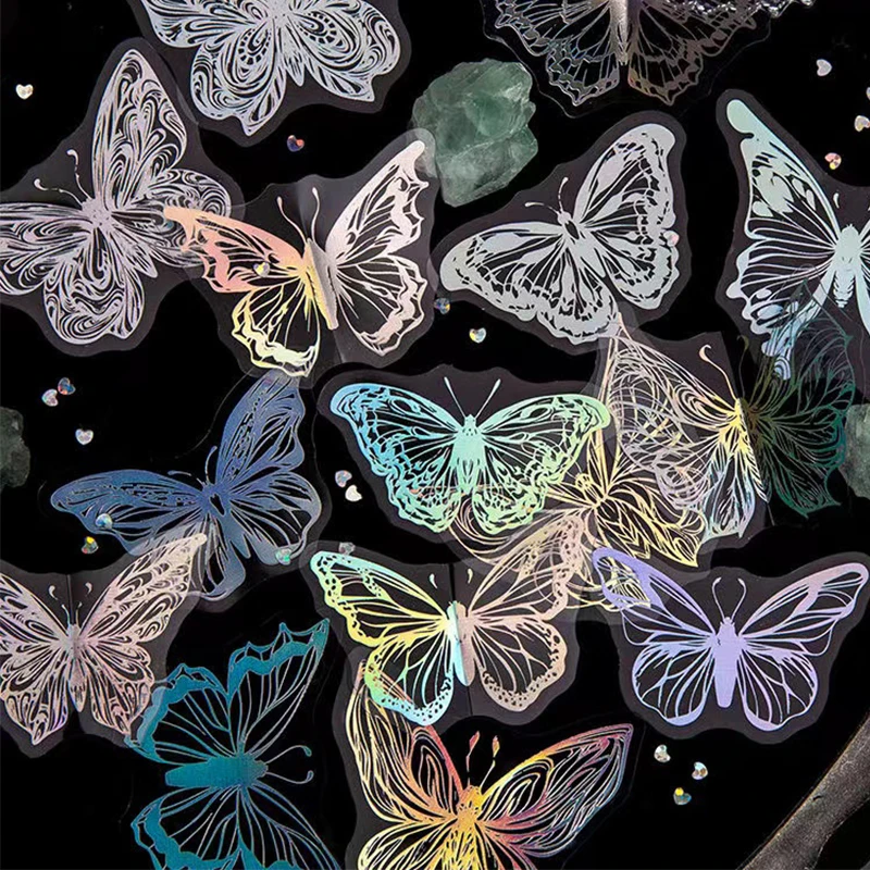 

10/30/45Pcs Laser Butterfly Sticker Aesthetic Y2K Decal Refrigerator Mobile Phone Notebook Scooter Waterproof Sticker Kids Gift