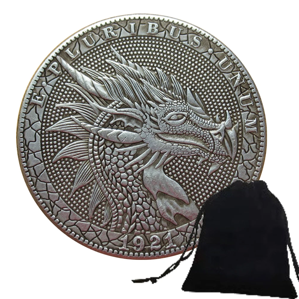 

Mythical Dragon Art Hobo Nickel Coin Lucky Coin Fun Kids Game Coin Challenge Coin Pocket Coin Miniature Novelty Gift+Gift Bag